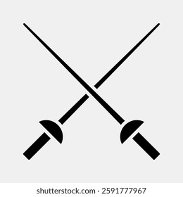 Icon fencing. Sports elements. Icon in glyph style.