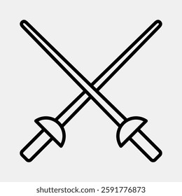Icon fencing. Sports elements. Icon in line style.