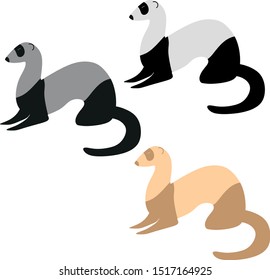 icon ferret. three ferret. one posture. different colors
