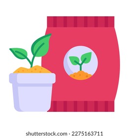 Icon of fertilizer bag in flat design 