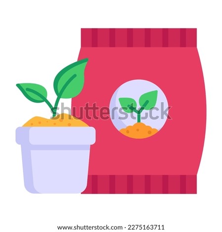 Icon of fertilizer bag in flat design 