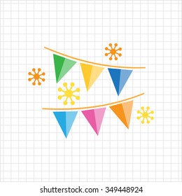 Icon of festive garland made of multicolored flags