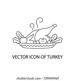 Icon festive turkey. Vector illustration.