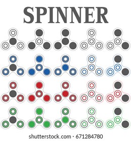 Icon fidget labels design elements blue game toy to relieve stress and improve concentration set green red grey