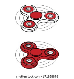Icon fidget signs of the elements of game design, vector, red, toys for relieving stress and improving concentration is established by a manual rotation of the sticker