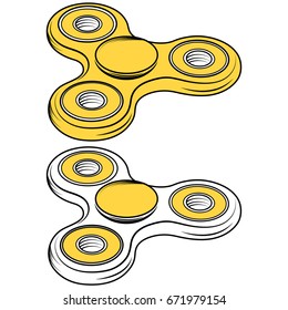 Icon fidget signs of the elements of game design, vector, yellow, toys for relieving stress and improving concentration is established by a manual rotation of the sticker