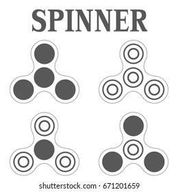 Icon fidget spinner label design elements set, separately on a white background