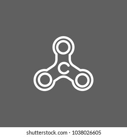 Icon of fidget spinner. Relaxation, propeller, bearing. Hand device concept. Can be used for topics like stress-relieving toy, leisure, trend 