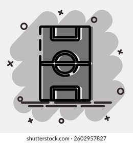 Icon field. Football and soccer elements. Icon in comic style.
