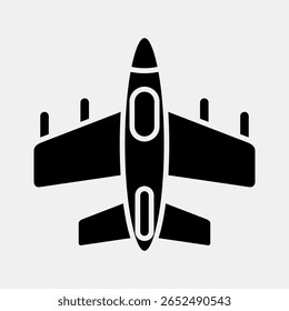 Icon fighter jet. Military and war elements. Icon in glyph style.