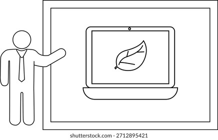 Icono de una figura que presenta una computadora portátil con una hoja en la pantalla enmarcada