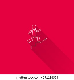 Icon of manâ??s figure running up staircase
