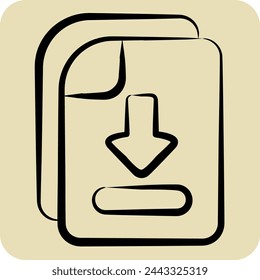 Icon File Download. related to Learning symbol. hand drawn style. simple design illustration
