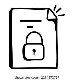 Icon of file encryption in modern doodle design