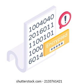 Icon Of File Encryption In Modern Isometric Design 

