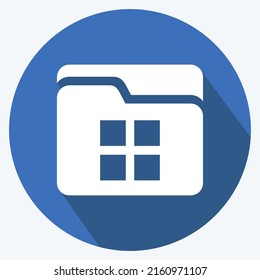 Icon File Manager. suitable for Mobile Apps symbol. long shadow style. simple design editable. design template vector. simple symbol illustration
