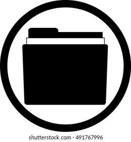 Icon file storage folder. Black white style. File folder icon, document folder. Vector illustration