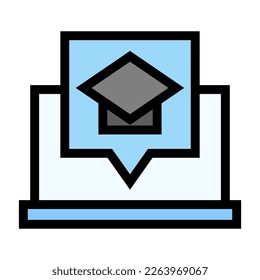 Das Symbol füllt Farbe, E-Learning, Online-Lernen. bearbeitbare Datei.