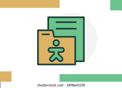 icon filled line color in flat design medicine and health with elements