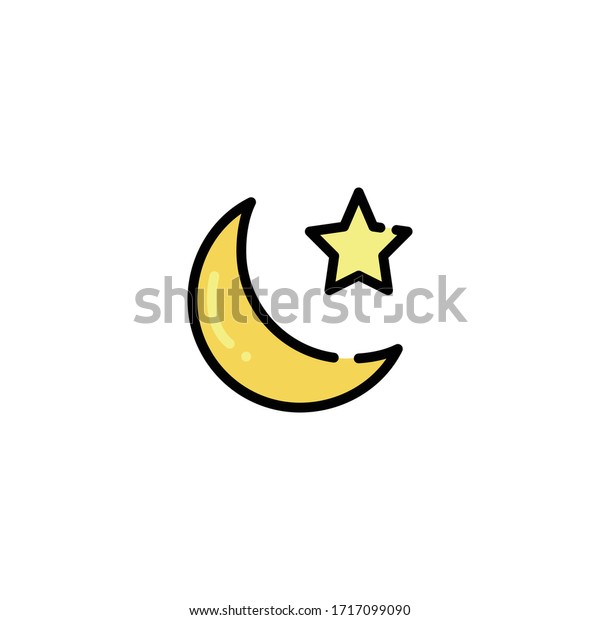 icon filled line moon star vector graphic\
design suitable for mobile apps, website, apps store and more.with\
pixel perfect on white\
background