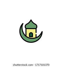 icon filled line mosque vector illustrator graphic design suitable for mobile apps, website, apps store and more.with pixel perfect on white background