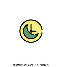 línea llena de ícono de tiempo ramadan ilustrador gráfico de vectores diseño adecuado para aplicaciones móviles, sitio web, tienda de aplicaciones y más.con píxel perfecto en fondo blanco