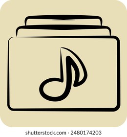 Icon Film Music. related to Cinema symbol. hand drawn style. simple design illustration