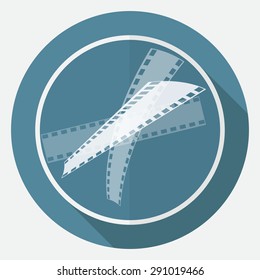 Icon Film on white circle with a long shadow