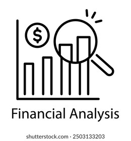 An icon of financial analysis in linear style  
