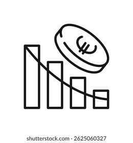 Icon of Financial Decline with Euro Currency Symbol