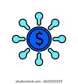 Icono de una red financiera, aislado en un fondo limpio.