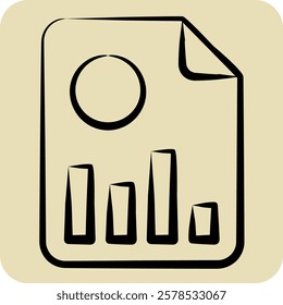 Icon Financial Report. related to Retirement symbol. hand drawn style. design editable