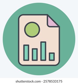 Icon Financial Report. related to Retirement symbol. color mate style. design editable