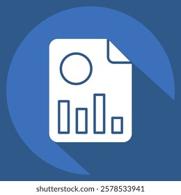 Icon Financial Report. related to Retirement symbol. long shadow style. design editable