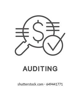 Icon of financial statement audit result. The thin contour lines.