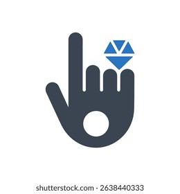 Icon of a finger wearing a diamond ring.