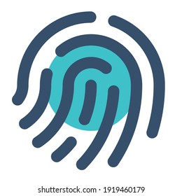 icon fingerprint security biometric using filled line style and blue color