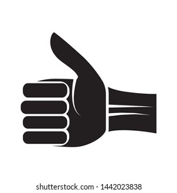 Icon fingers gesture thumb up , glyph style, right hand finger, symbol thumb up, isolated on white background