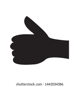 Icon fingers gesture thumb up , glyph style, back of the left hand, symbol thumb up, isolated on white background