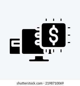 Icon Fintech Technology. suitable for education symbol. glyph style. simple design editable. design template vector. simple illustration