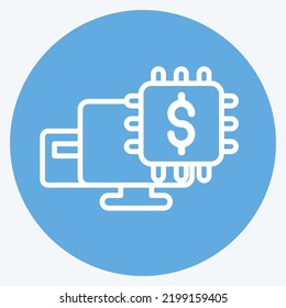 Icon Fintech Technology. suitable for education symbol. blue eyes style. simple design editable. design template vector. simple illustration