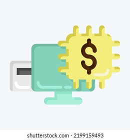 Icon Fintech Technology. suitable for education symbol. flat style. simple design editable. design template vector. simple illustration