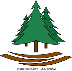 Icono De La Selva Fir. Esquema Editable Con Diseño De Relleno De Color. Ilustración vectorial.