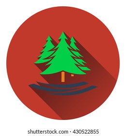 Icon of fir forest. Flat design. Vector illustration.
