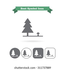 Icon of fir tree and mushroom