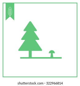 Icon of fir tree and mushroom