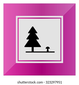 Icon of fir tree and mushroom