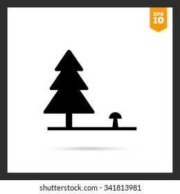 Icon of fir tree and mushroom