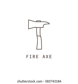 Icon fire ax in the style of the line on a white background. Vector illustration.