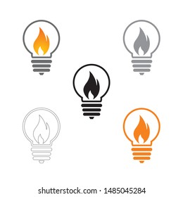 icon fire in bulbs logo vector